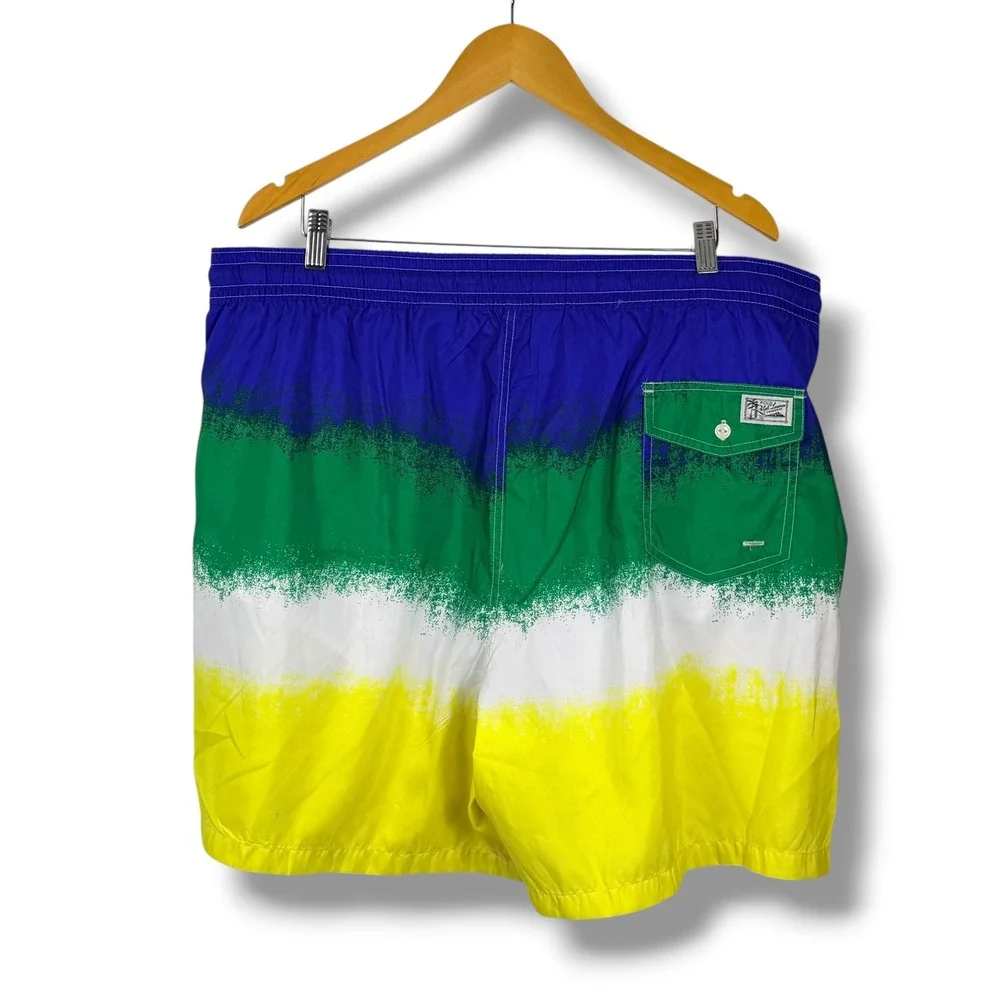 Polo Ralph Lauren Swim Trunks Mens 1XB‎ Blue Colorblock Ombre Board Shorts Pony